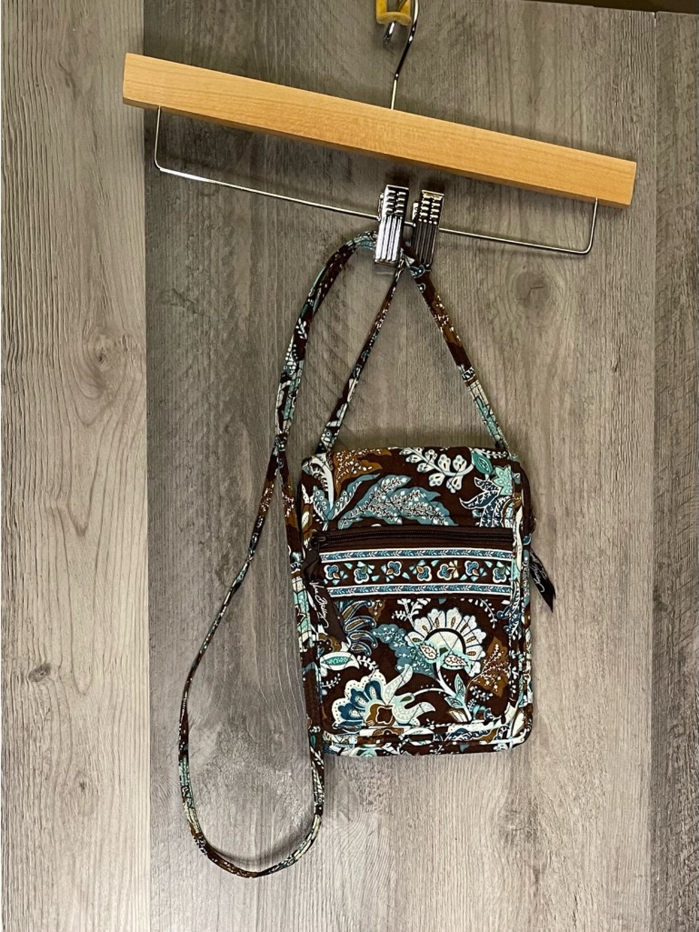 Vera Bradley Hipster Java Blue Floral Cross-Body Bag Adjustable Strap Retired